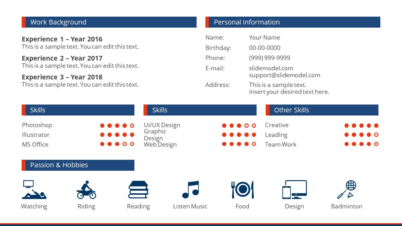 Creative Resume Slide Template for PowerPoint SlideModel