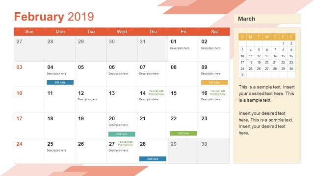 February PowerPoint Calendar 2019
