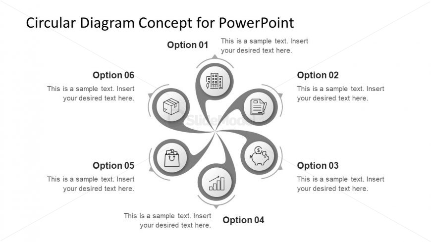 6 Segments Infographic Spiral