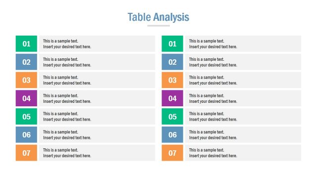 Comparison Analysis Table PowerPoint