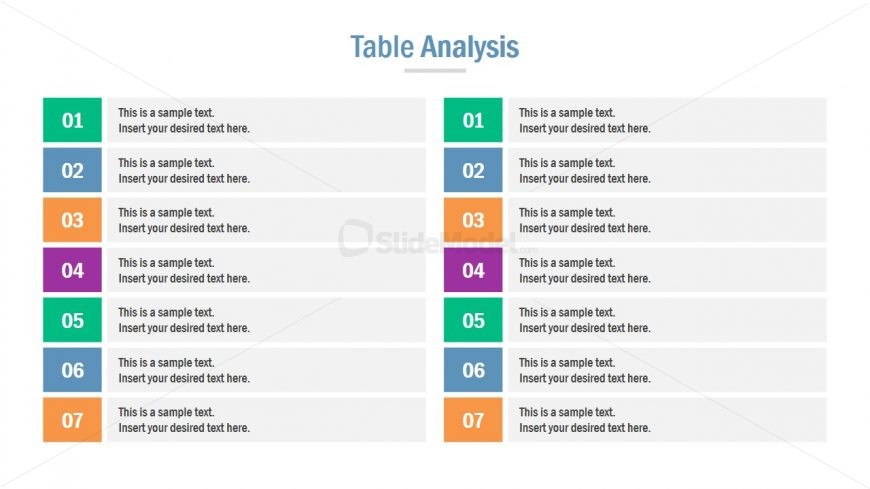 Comparison Table 7 Steps 