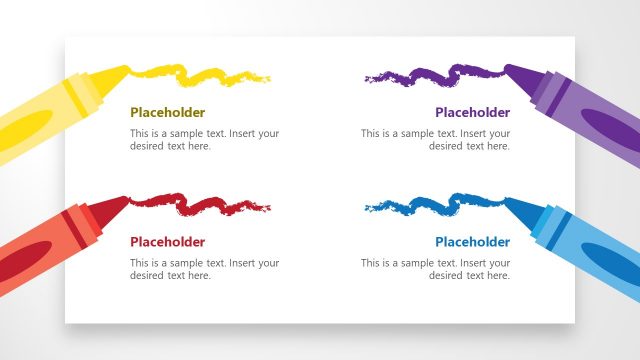 4 Steps PowerPoint Crayon Shapes