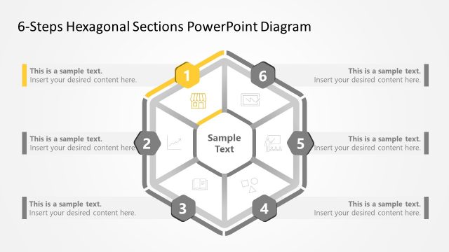 6 Segment Hexagonal Sections PPT Diagram