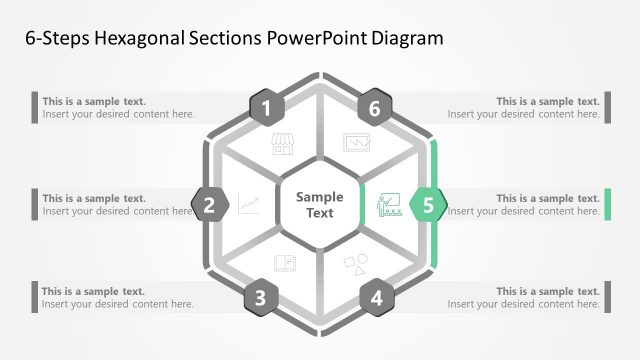 Presentation Template Hexagonal Diagram with 6 Sections