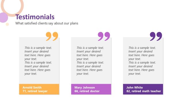 Retirement Plan Template – Testimonails Slide