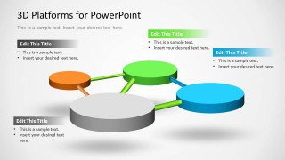 Platform slide design with four 3D stages and shadows