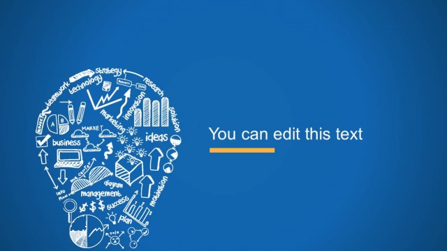 Creative Blue Background Slide Design with Light Bulb Illustration