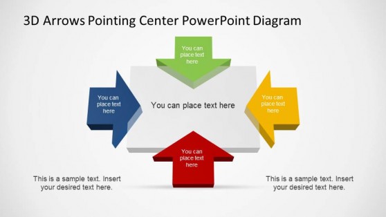 Four Colorful Arrows Pointing Center Grey Rectangle