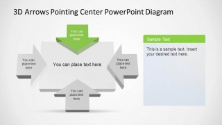 Green 3D Arrow pointing south center and Three 3D Grey Arrows