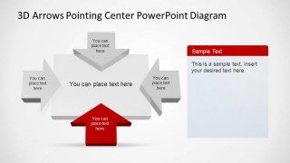 Red 3D PowerPoint Arrow Pointing North Center 