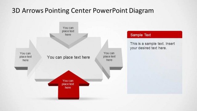 Red 3D PowerPoint Arrow Pointing North Center