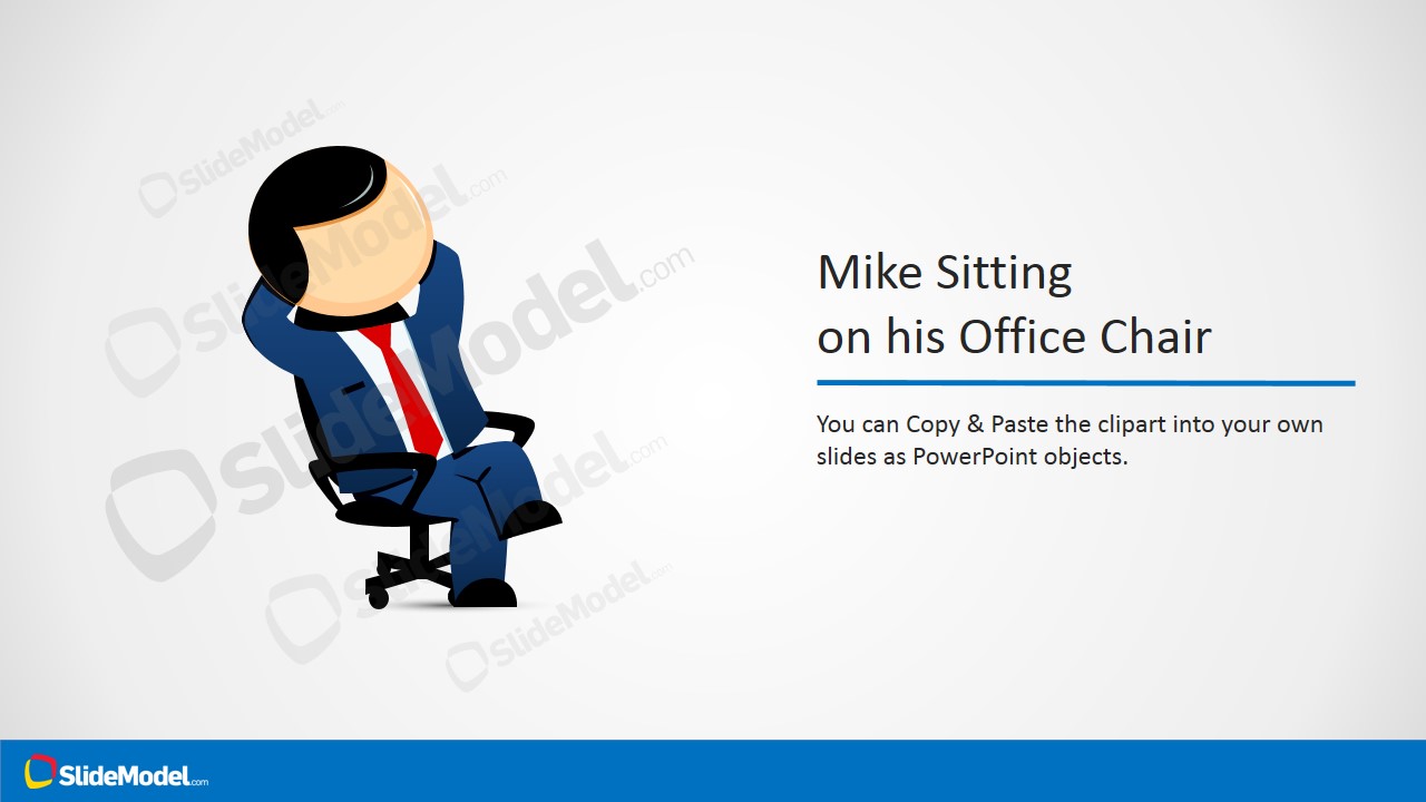 Mike Male Cartoon Clipart Relaxing On His Office Chair Slidemodel Mike Relaxing Cartoon Character For Powerpoint On His Office Chair Picture