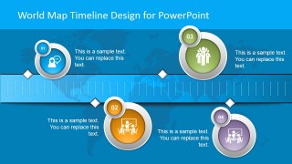 World Map Horizontal Timeline Slide for PowerPoint and 4 Elements