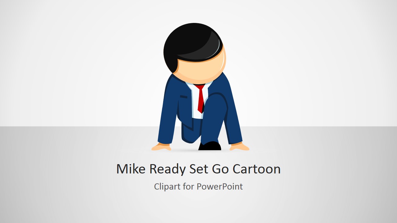 Mike Ready Set Go Cartoon Illustration For Powerpoint Slidemodel