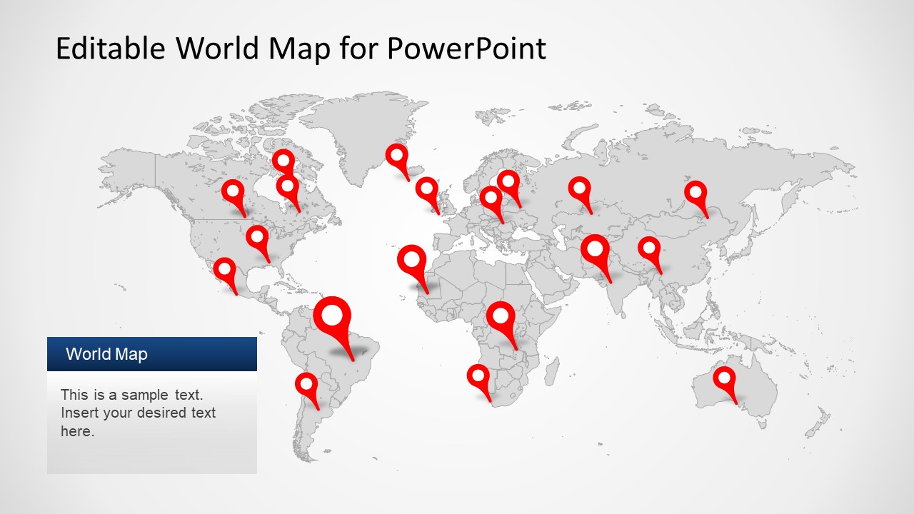 Editable Worldmap for PowerPoint SlideModel