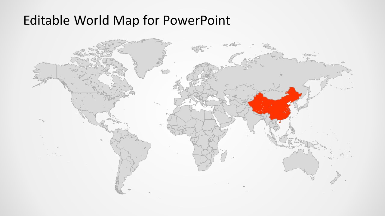 Editable Global Map For Powerpoint Political Outline Ppt World Map - Slidemodel