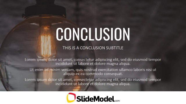 Conclusions Light Bulb Background Image for PowerPoint