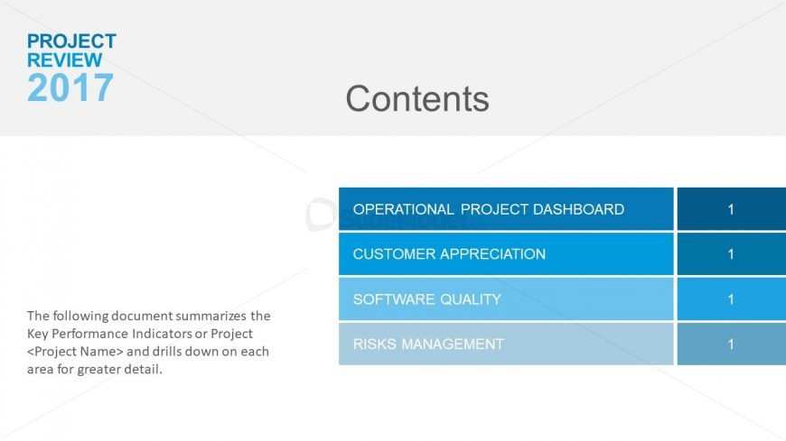 Table of Contents Slide of Blue Gradient