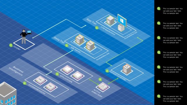 Azure Isometric Network PowerPoint Diagram