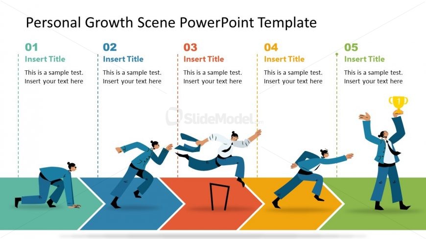 PowerPoint 5 Steps Diagram for Personal Growth
