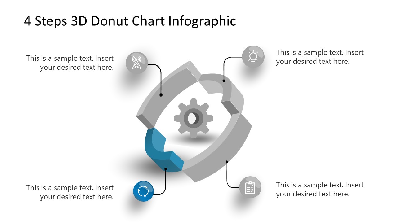 3D Donut Chart Step 4 Diagram PowerPoint