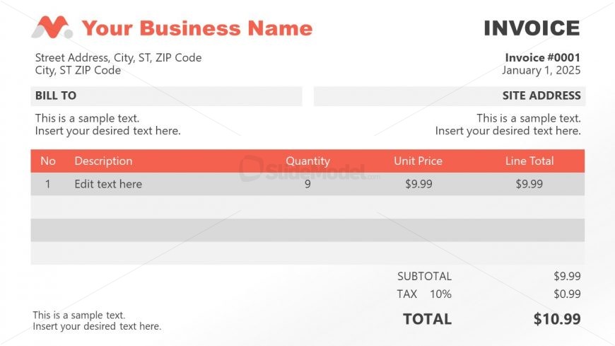 Red Theme Invoice PowerPoint
