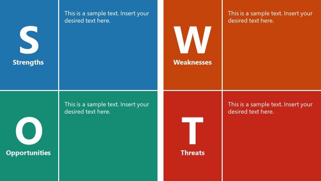 4 Segment SWOT Matrix PowerPoint