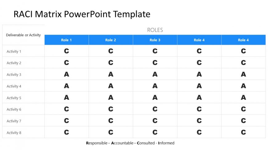 Slide of Data Chart for RACI Matrix 