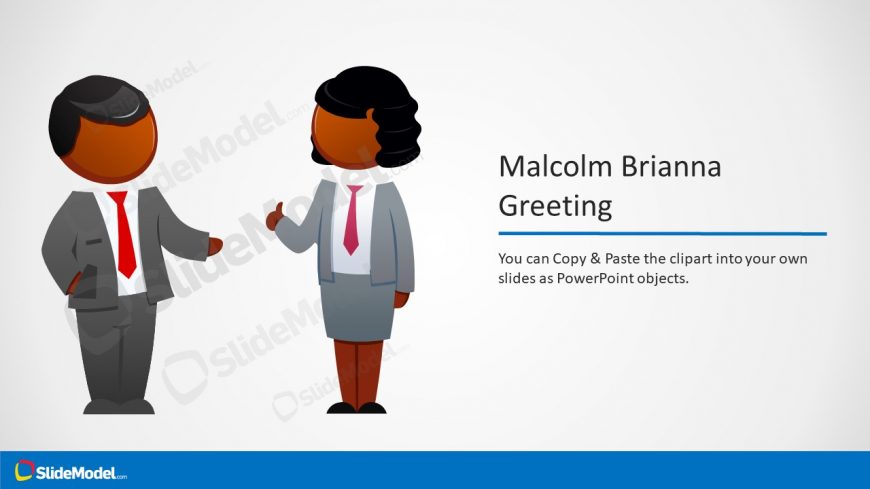 Characters Holding Hands Greeting Scene PPT Template