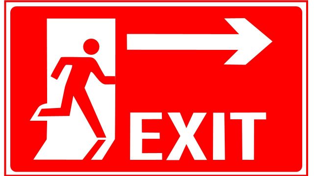 Red Color Exit Sign – PowerPoint Template