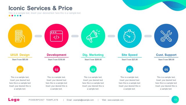Iconic Services & Price PPT Slide Layout