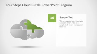 4 Steps Cloud Puzzle Diagram Template 