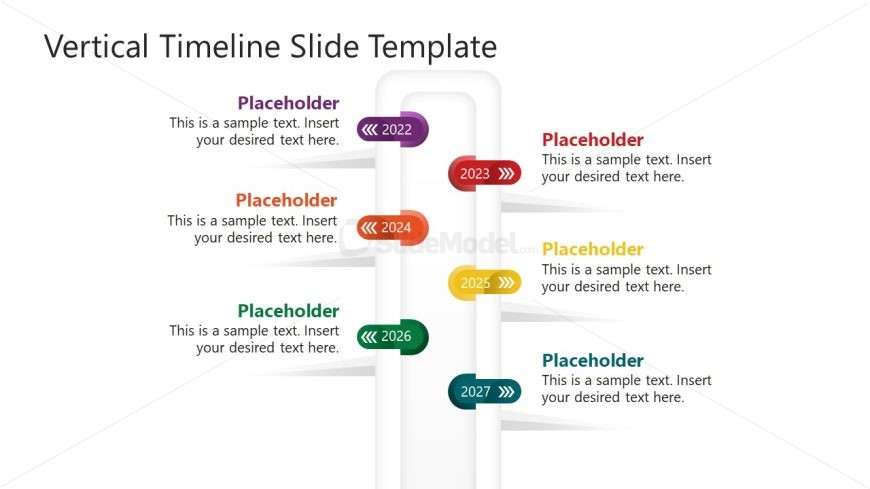 PPT Template for 6-Year Vertical Timeline Presentation