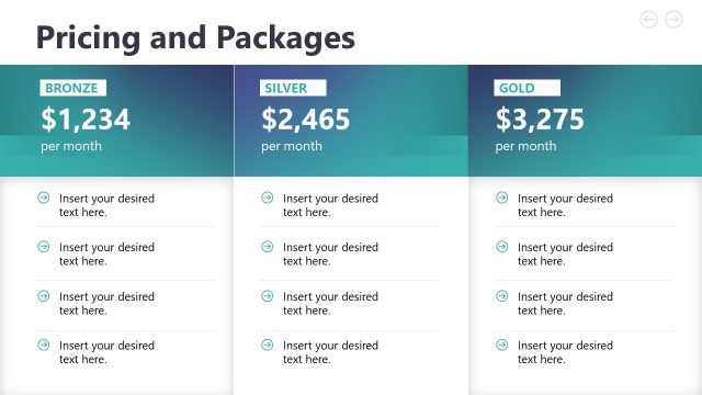 Editable Pricing and Packages Slide