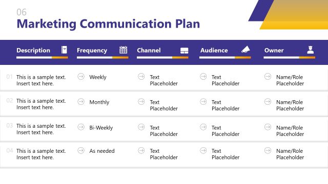 Editable Marketing Communication Plan Slide