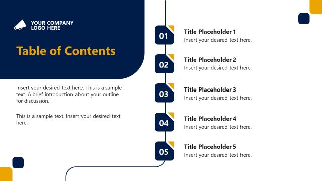 Table of Contents Slide for Communication Plan Presentation