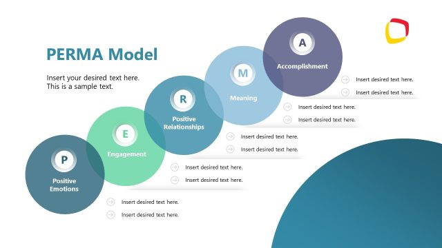 Five Overlapping Circles Diagram – PERMA Model PPT Template