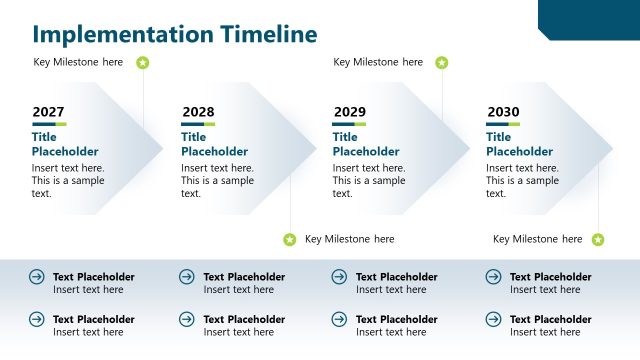Implementation Timeline with Editable Text Boxes