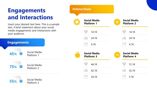 Engagements and Interactions Slide – Social Media Kit Template