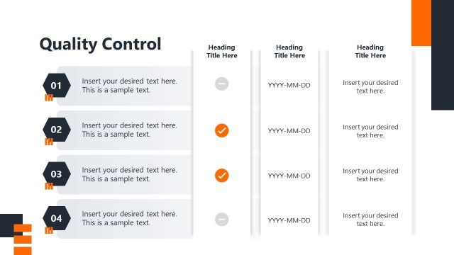 Quality Control Table Slide with Multiple Points