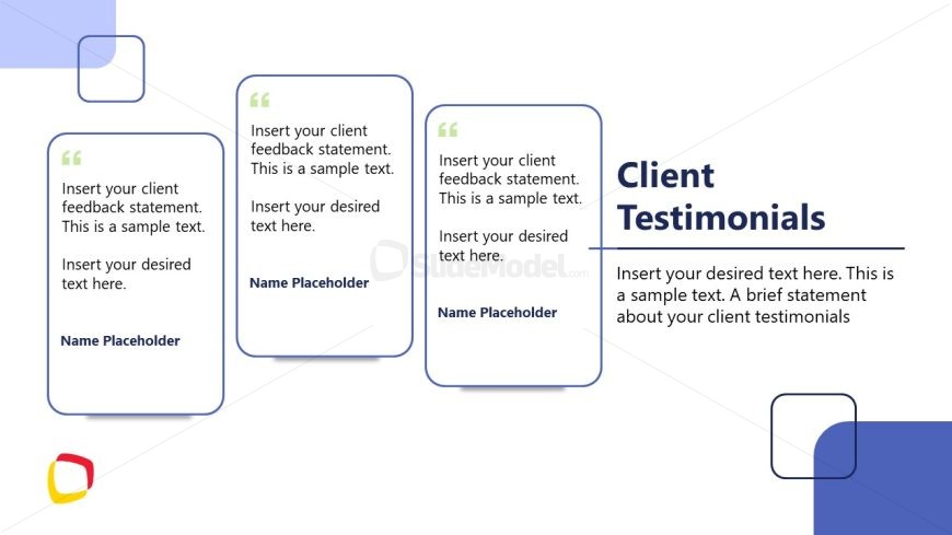 Text Boxes Slide for Testimonial Presentation
