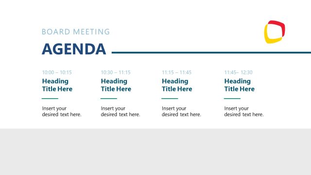 Slide for Agenda Presentation – Minimalistic Board Meeting Template