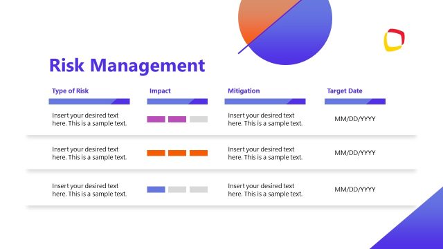 Risk Management Presentation Slide with Table Format