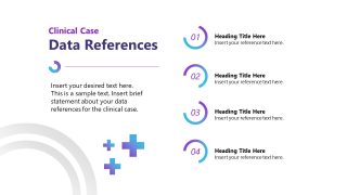 Data References Slide Template with Icons & Text Boxes