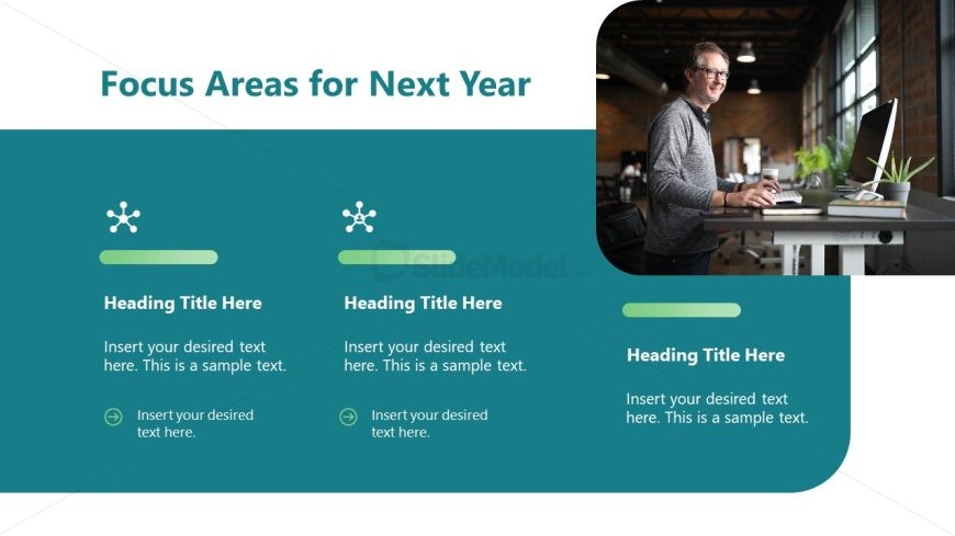 Year-in-Review Template Slide with Graphical Icons