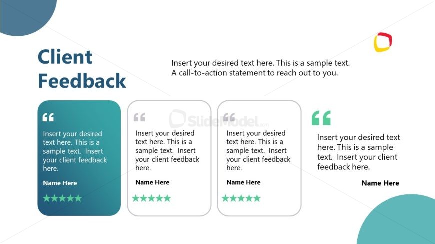 PPT Slide with Blocks Layout for Client Feedback Presentation