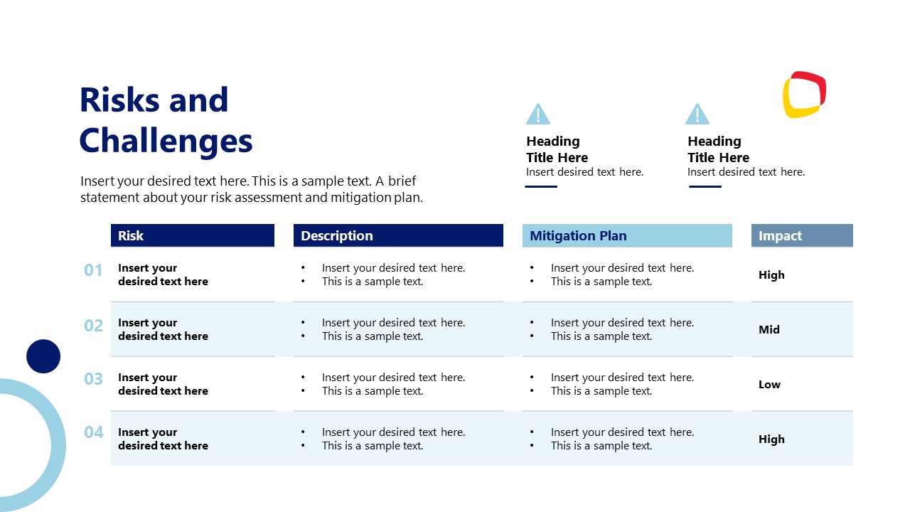 Comprehensive Risk and Challenges PPT Slide