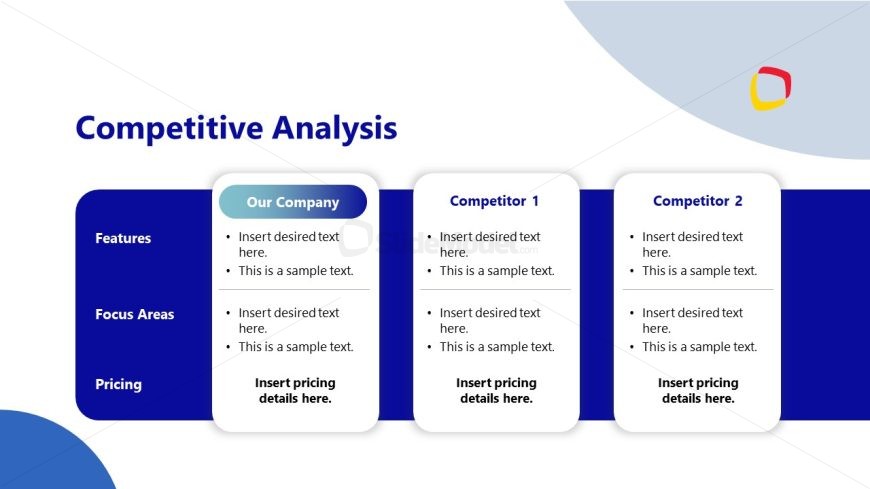 PPT Columns Slide for Competitive Analysis Presentation