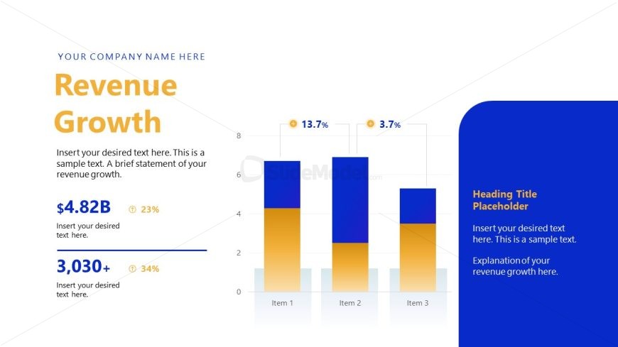 Editable Revenue Growth Slide - Investor Report PPT Template