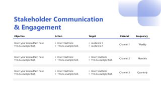 Stakeholder Communication Slide with Table 